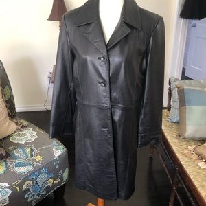 J. Park Black Leather Duster size Large woman